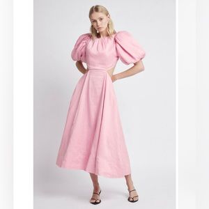 AJE pink backless midi dress